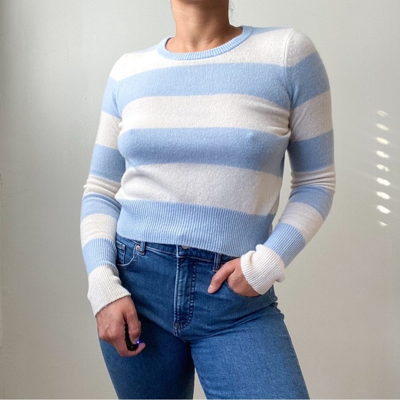 INTERMIX Sweaters - Intermix 100% Cashmere Cropped Striped Sweater